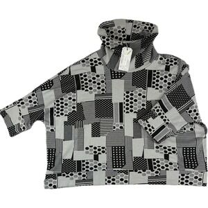 Chalet Et Ceci Alice Top Women's XL Lagenlook Artsy Boho Black Jarquard USA NWT